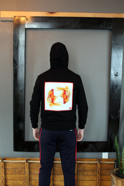 Unisex Hoodie BLACK Yin Yang Goldfish Original Artwork