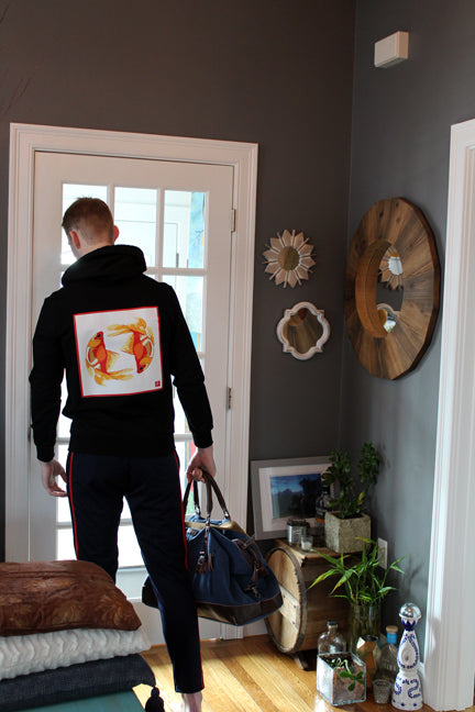 Unisex Hoodie BLACK Yin Yang Goldfish Original Artwork