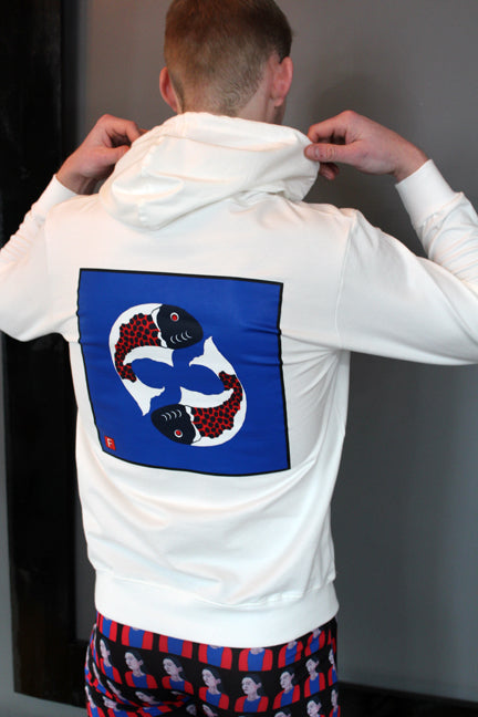 Unisex Hoodie WHITE Yin Yang Pisces Original Artwork