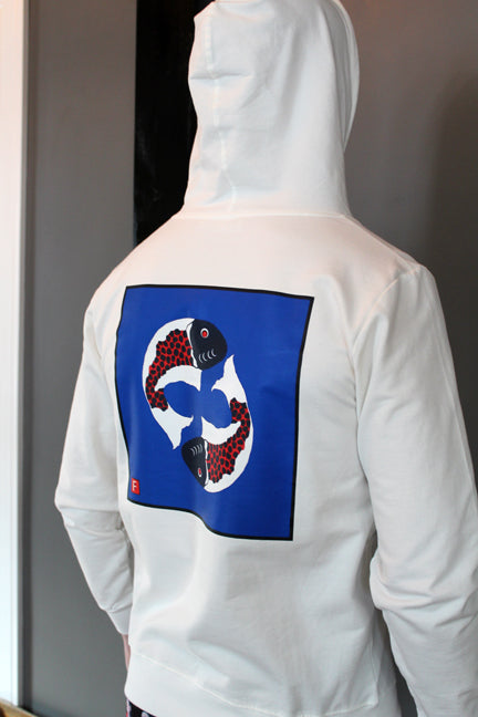 Unisex Hoodie WHITE Yin Yang Pisces Original Artwork