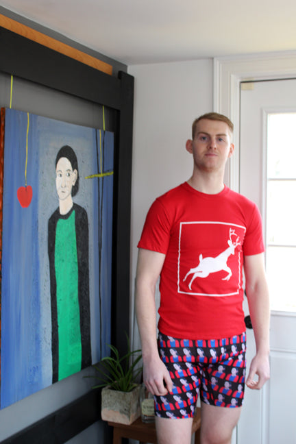 Tee Shirt RED (Unisex) Deer Original Artwork