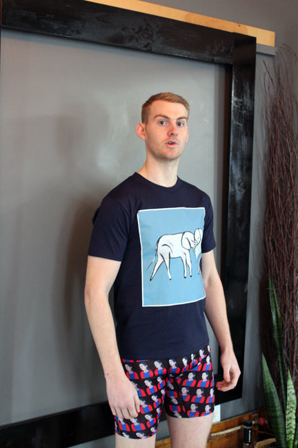Tee Shirt DARK BLUE (Unisex) Elephants Original Artwork
