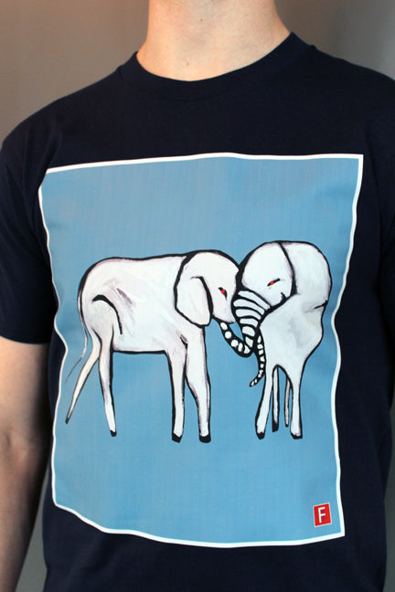 Tee Shirt DARK BLUE (Unisex) Elephants Original Artwork