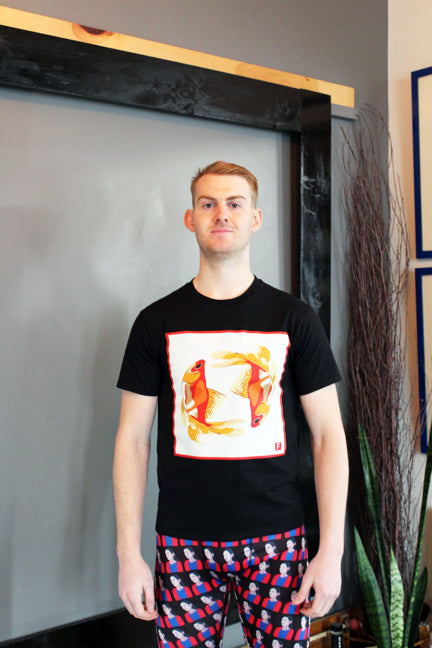 Tee Shirt BLACK (Unisex) Yin Yang Goldfish Original Artwork