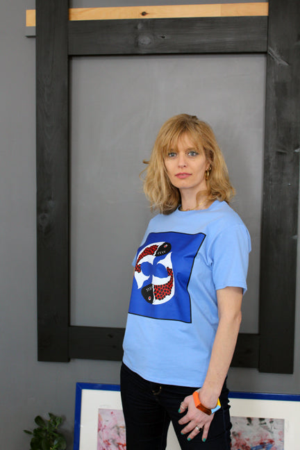 Tee Shirt BLUE (Unisex) Yin Yang Pisces Original Artwork