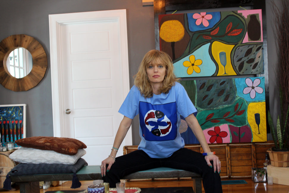 Tee Shirt BLUE (Unisex) Yin Yang Pisces Original Artwork