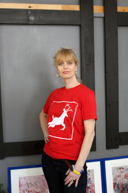 Tee Shirt RED (Unisex) Deer Original Artwork