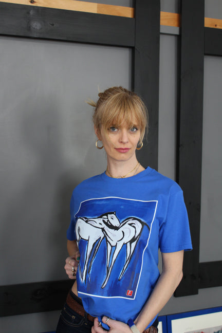 Tee Shirt BLUE (Unisex) Horses Original Artwork