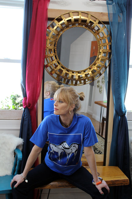 Tee Shirt BLUE (Unisex) Horses Original Artwork