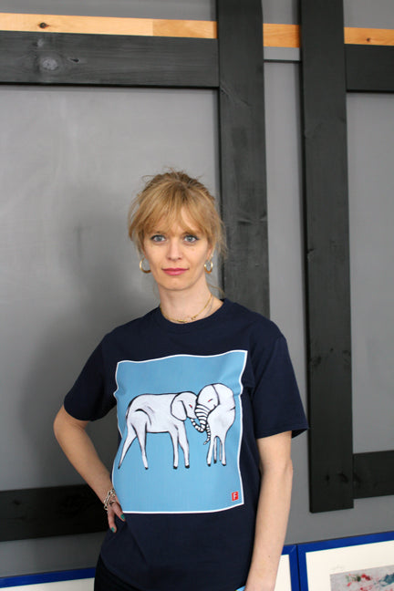 Tee Shirt DARK BLUE (Unisex) Elephants Original Artwork