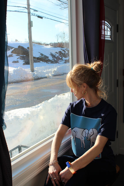 Tee Shirt DARK BLUE (Unisex) Elephants Original Artwork