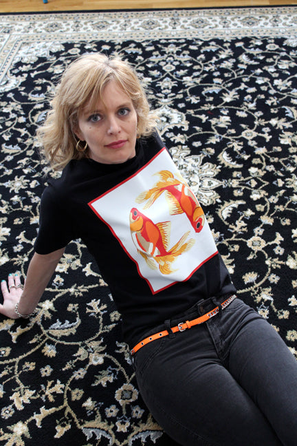 Tee Shirt BLACK (Unisex) Yin Yang Goldfish Original Artwork