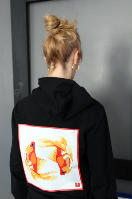 Unisex Hoodie BLACK Yin Yang Goldfish Original Artwork