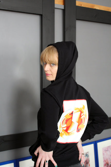 Unisex Hoodie BLACK Yin Yang Goldfish Original Artwork