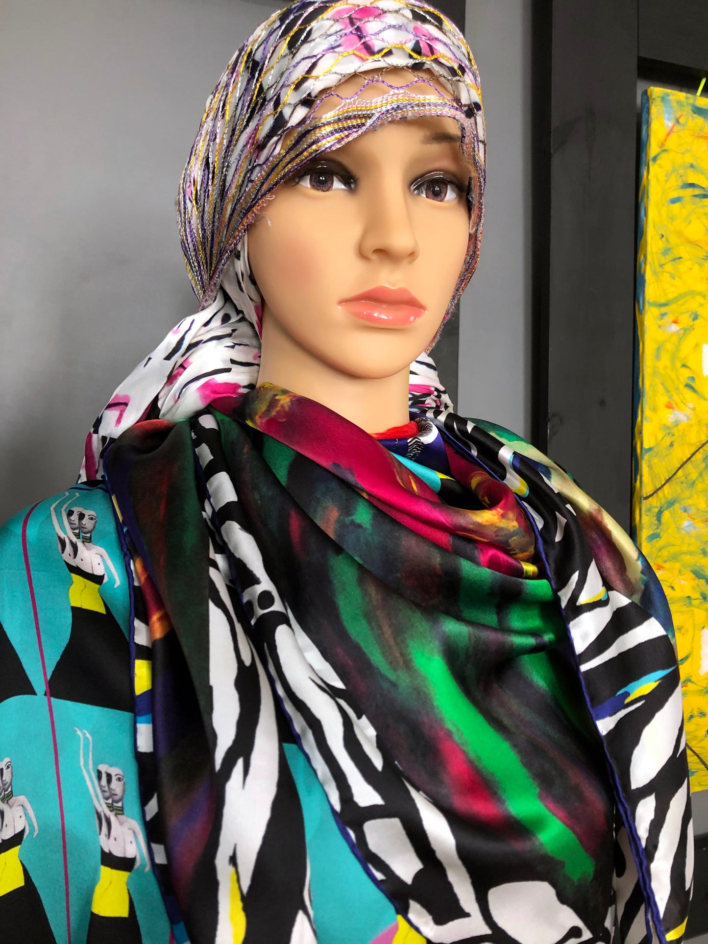 Silk Scarf 15 (Unisex) Rooster Or Phoenix