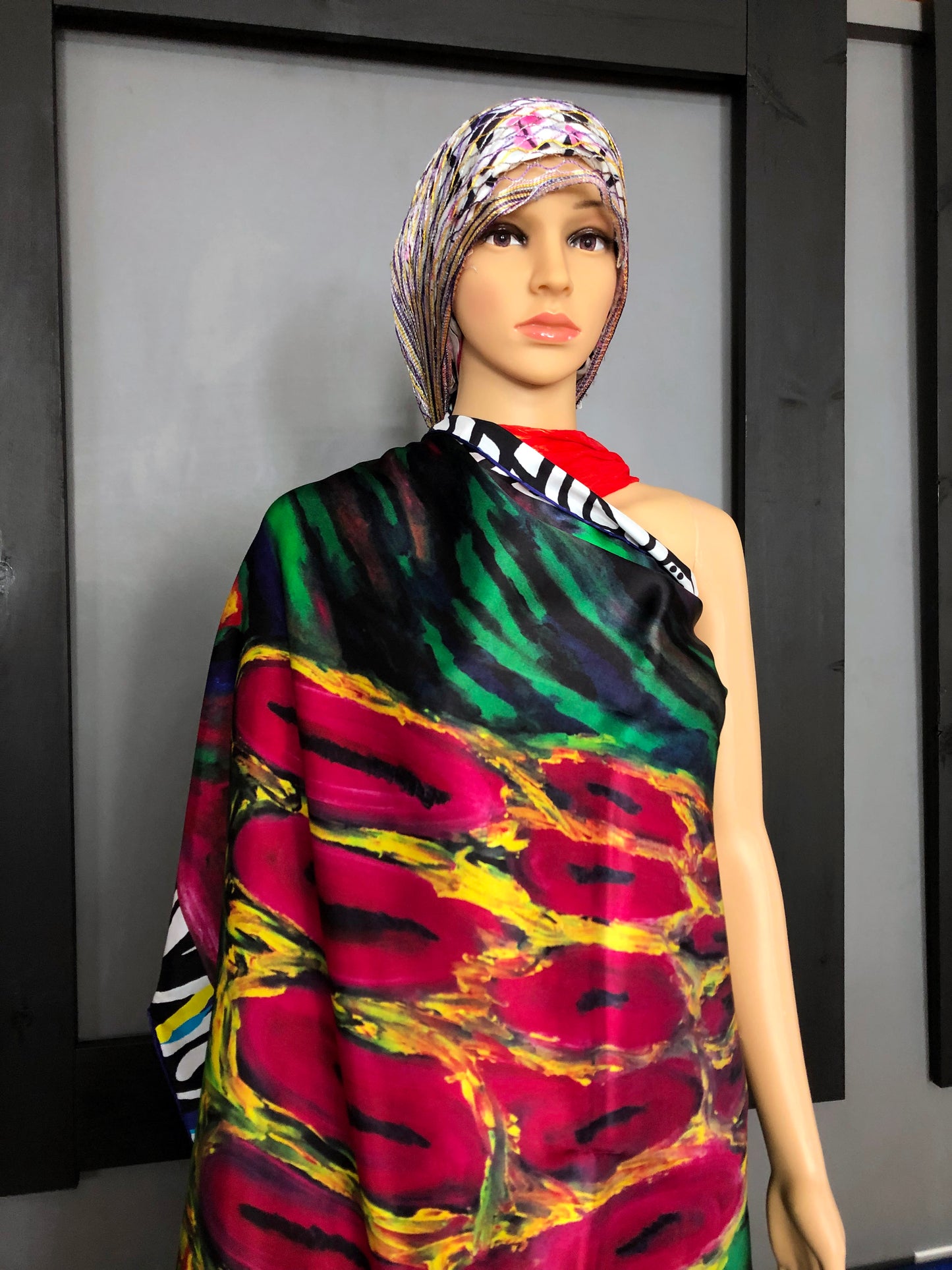 Silk Scarf 15 (Unisex) Rooster Or Phoenix