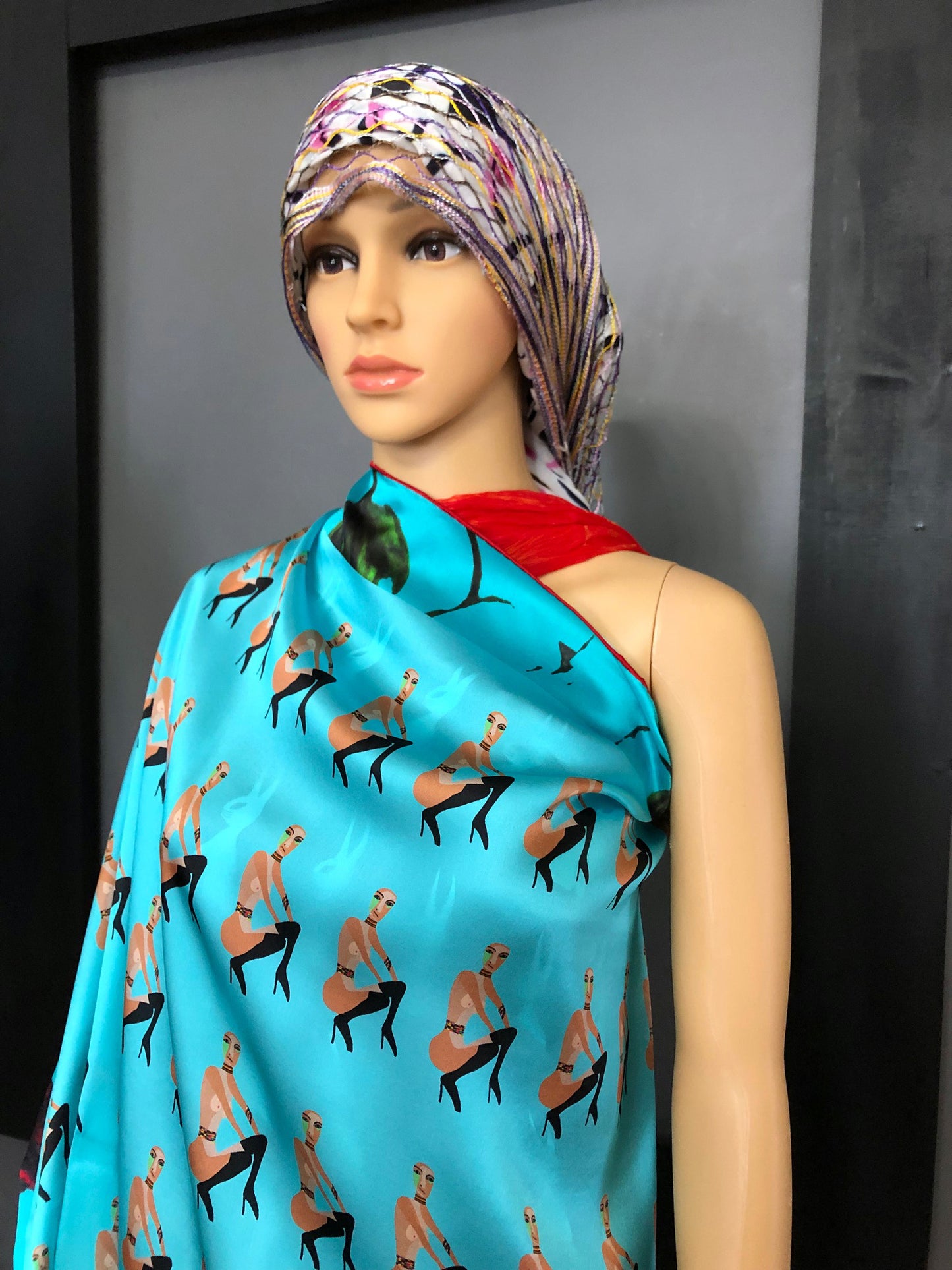 Silk Scarf 14 (Unisex) Nude Woman Sitting