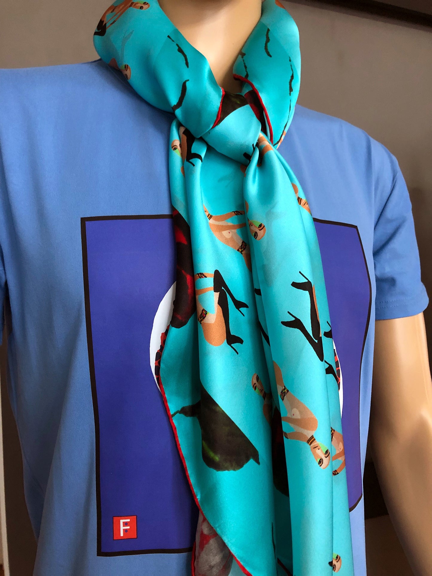 Silk Scarf 14 (Unisex) Nude Woman Sitting