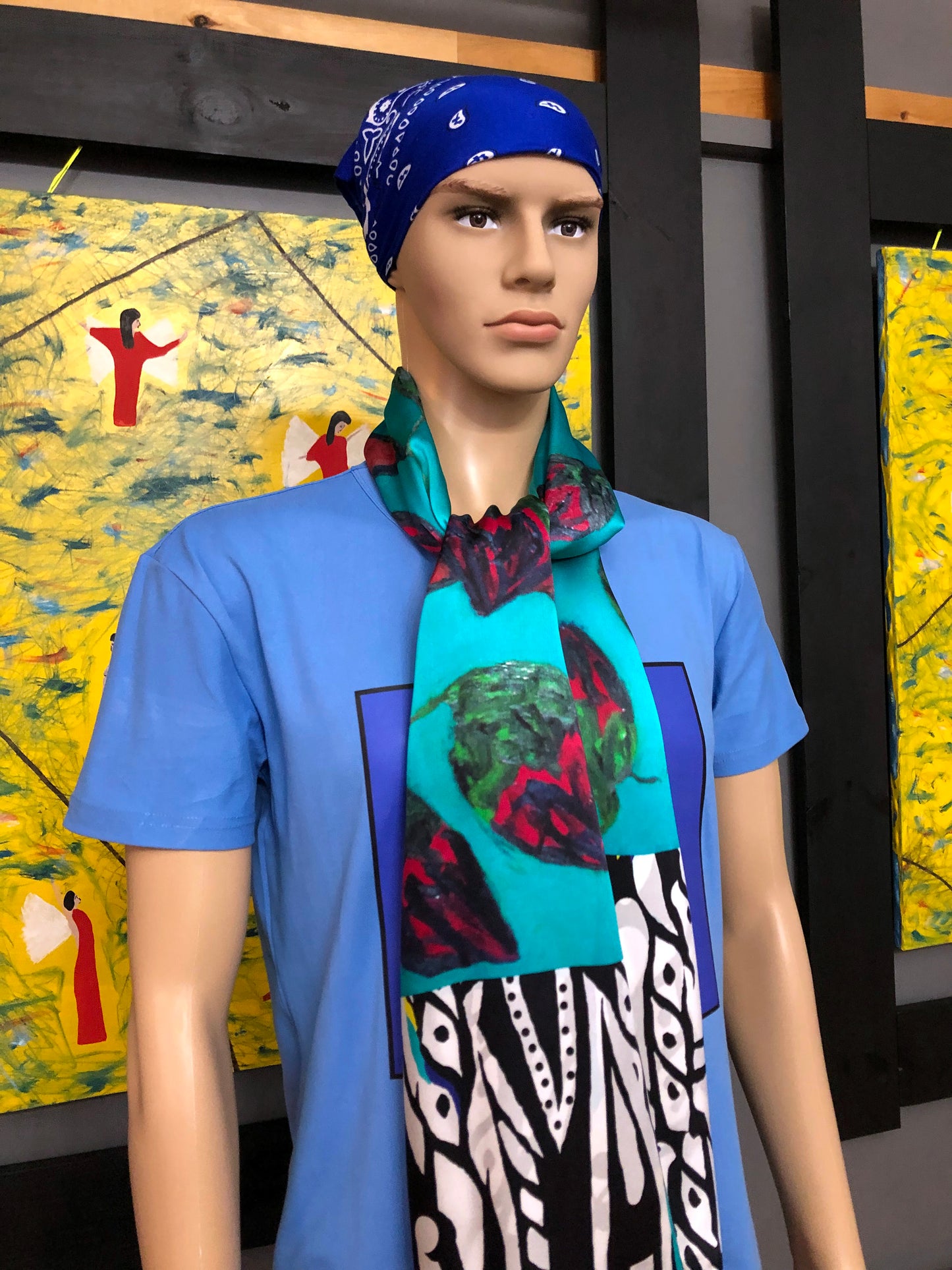 Silk Scarf 10 (Unisex) Rose & Statue