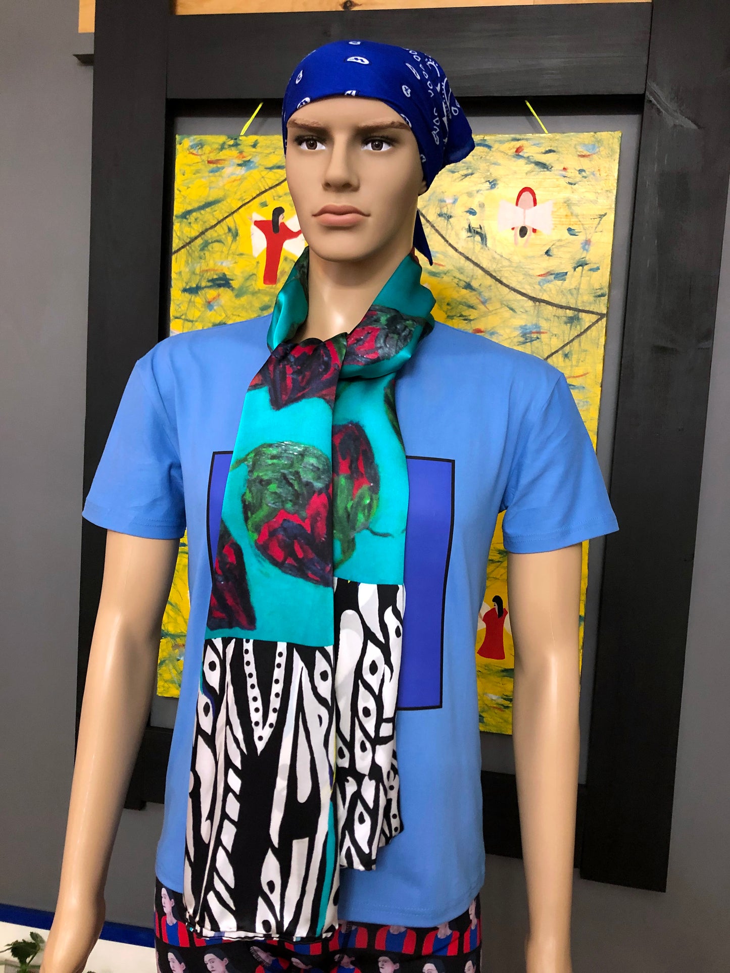 Silk Scarf 10 (Unisex) Rose & Statue