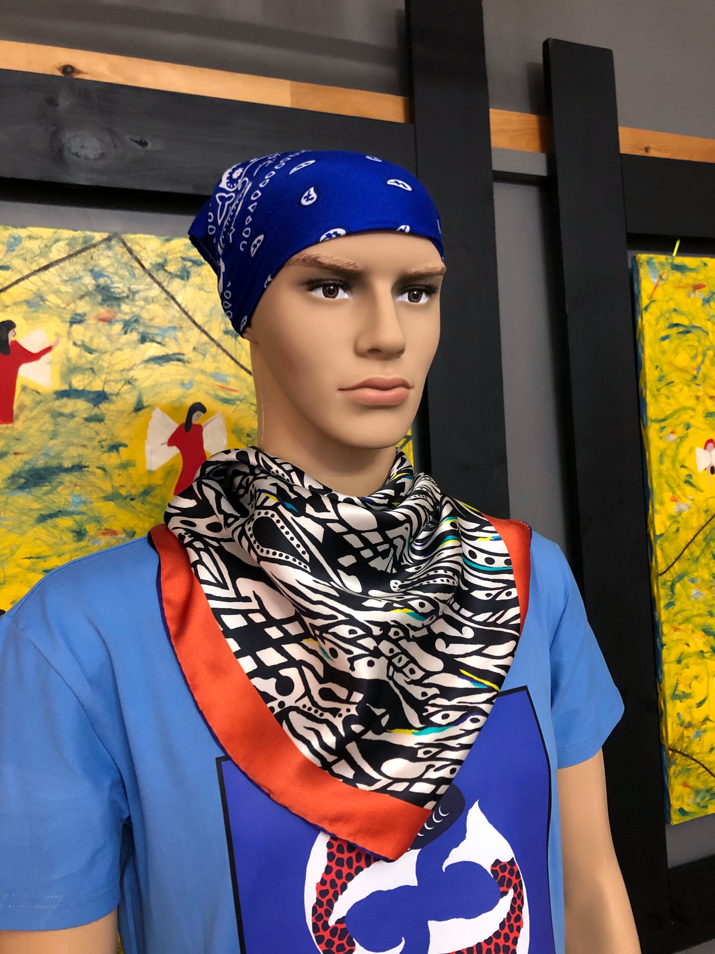 Silk Scarf 13 (Unisex) Abstract Orange