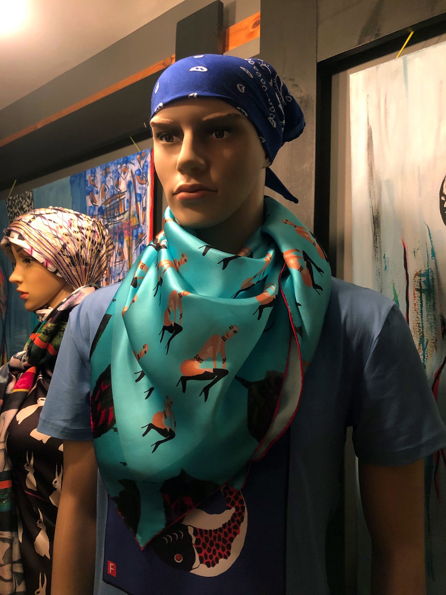 Silk Scarf 14 (Unisex) Nude Woman Sitting