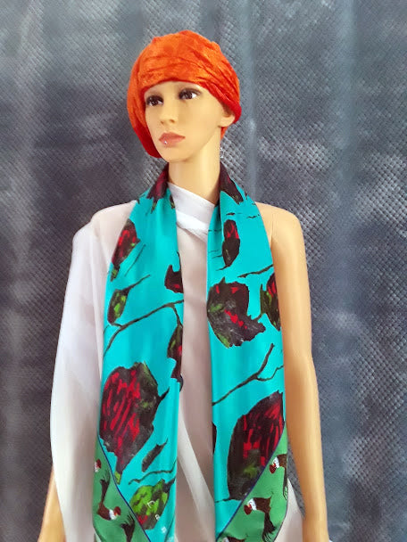 Silk Scarf 2 (Unisex) Rooster and Rose