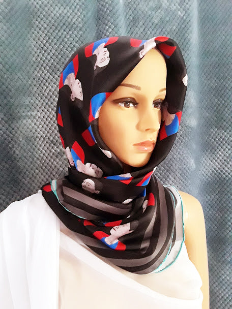 Silk Scarf 4 (Unisex) Woman Face
