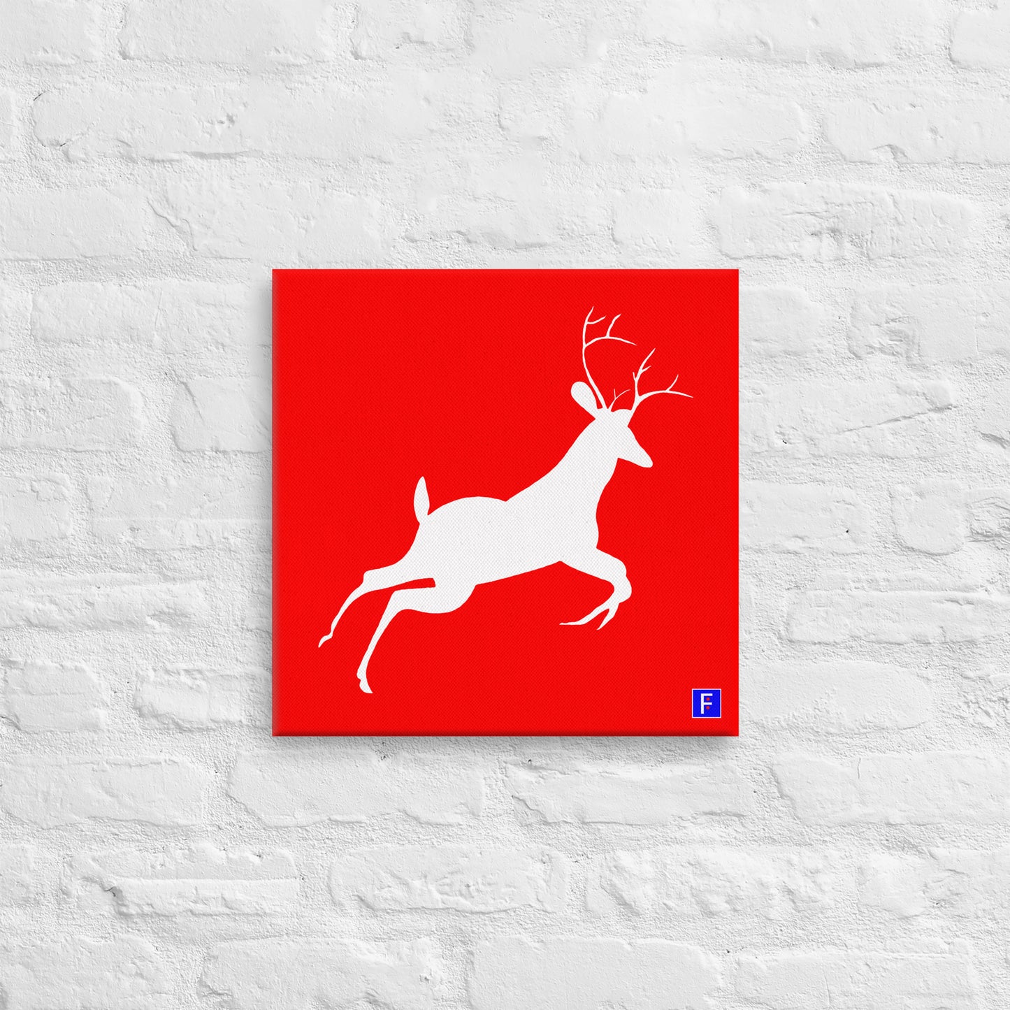 Canvas (16" X 16") Deer Red background