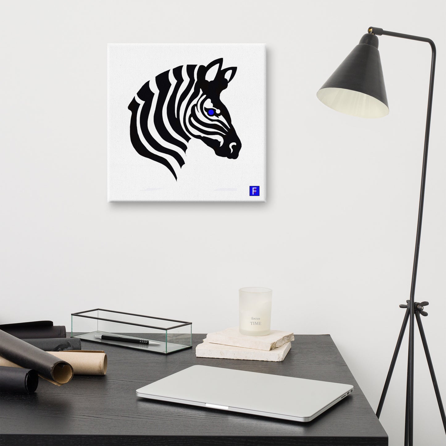 Canvas (16" X 16") Zebra Blue Eye