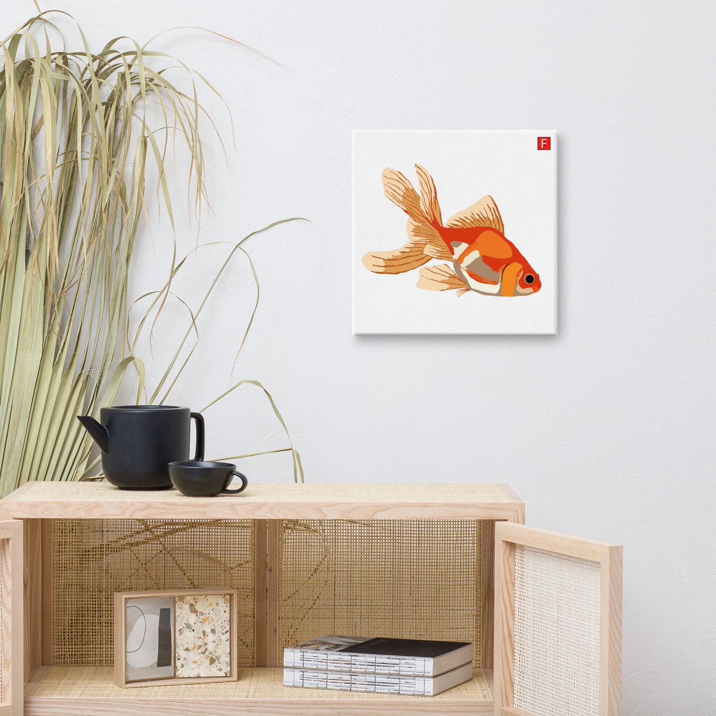 Canvas (16" X 16") Goldfish white background