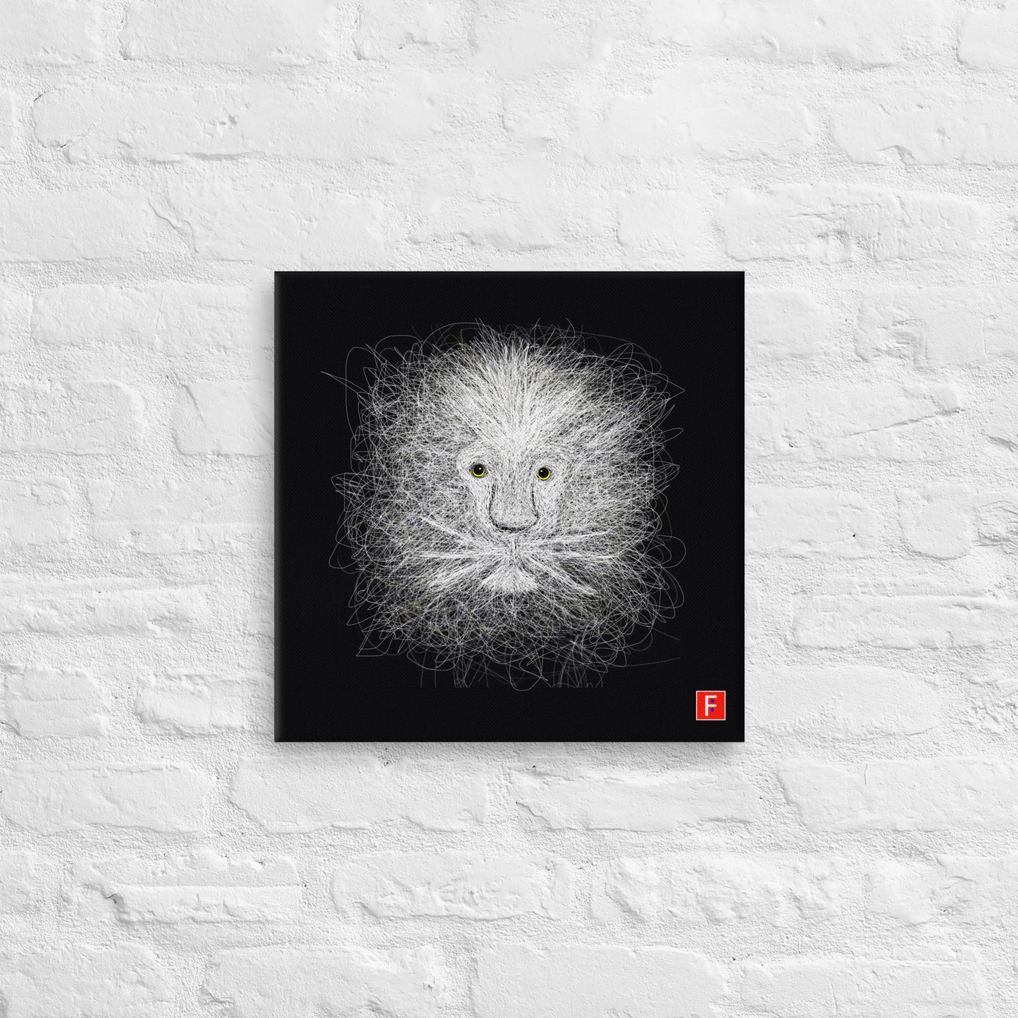 Canvas (16" X 16") White Lion