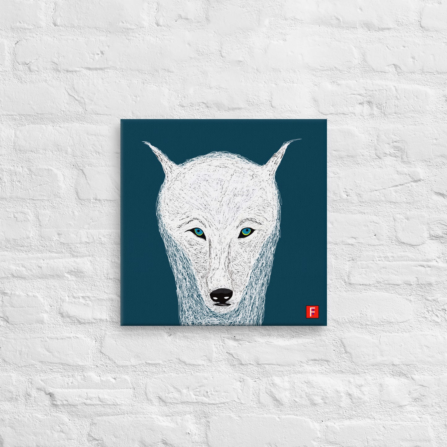 Canvas (16" X 16") White Wolf