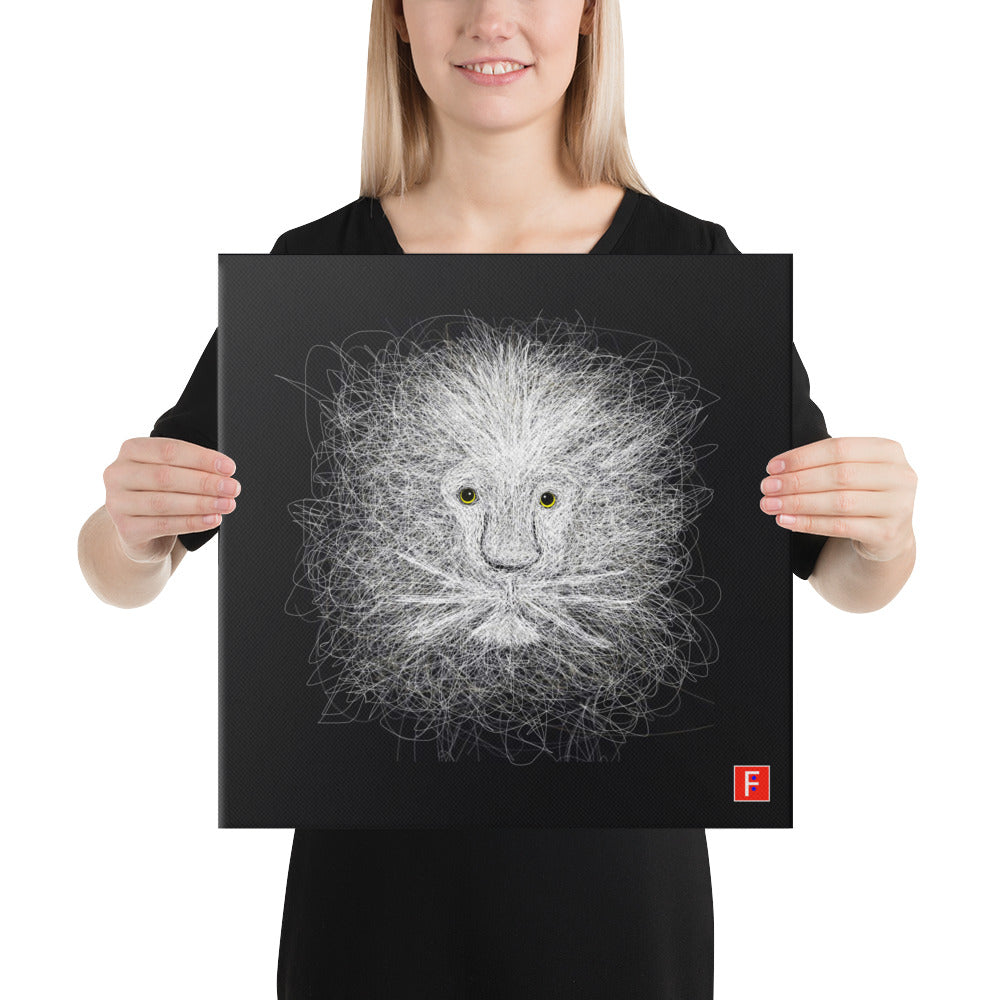 Canvas (16" X 16") White Lion