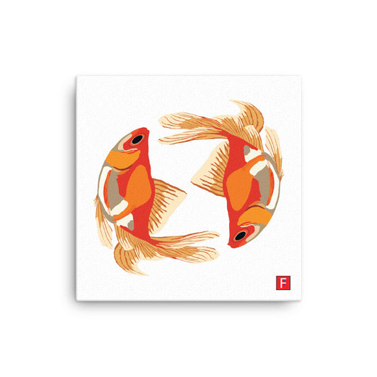 Canvas (16" X 16") Goldfish Yin & Yang White background
