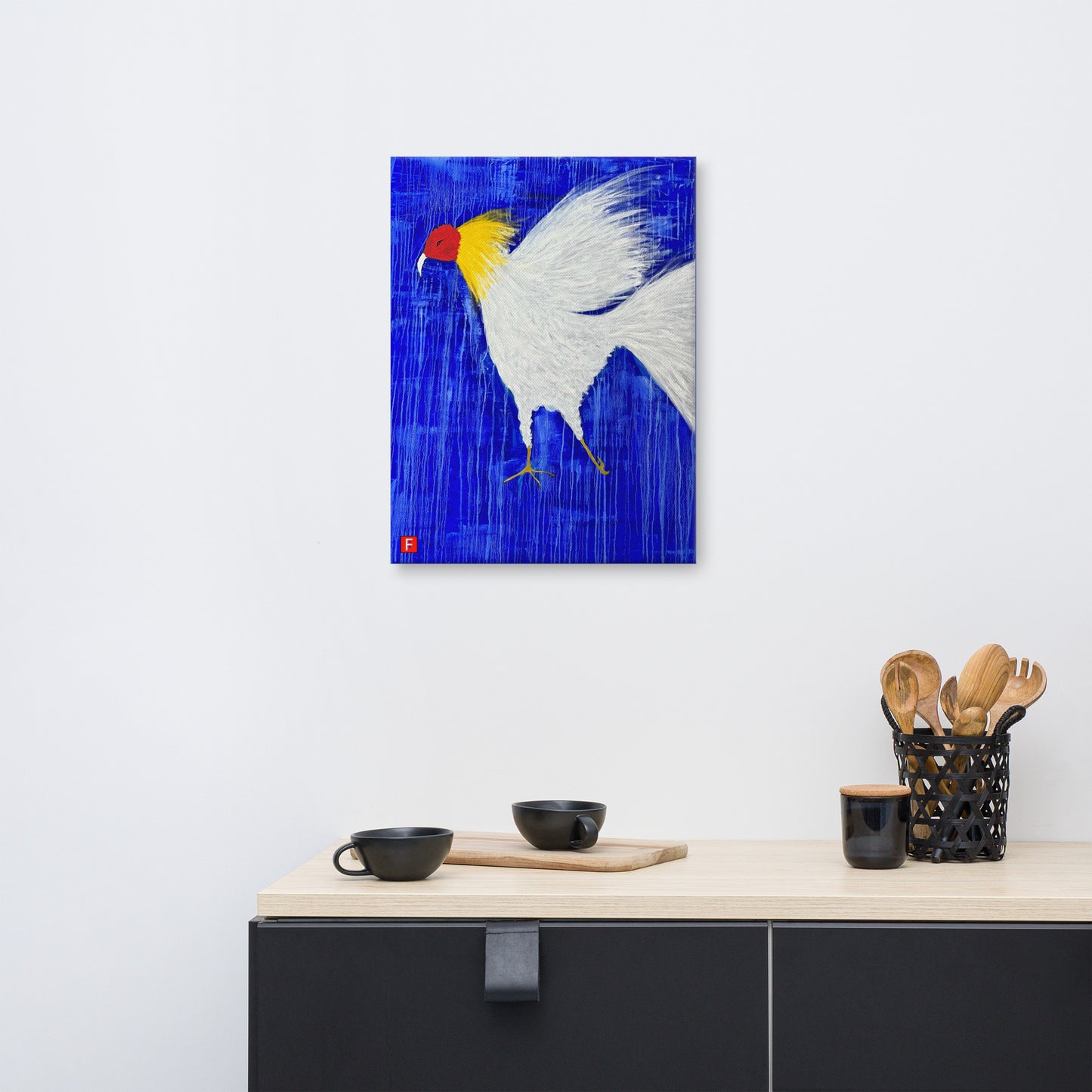 Canvas (18" X 24") Rooster WHITE