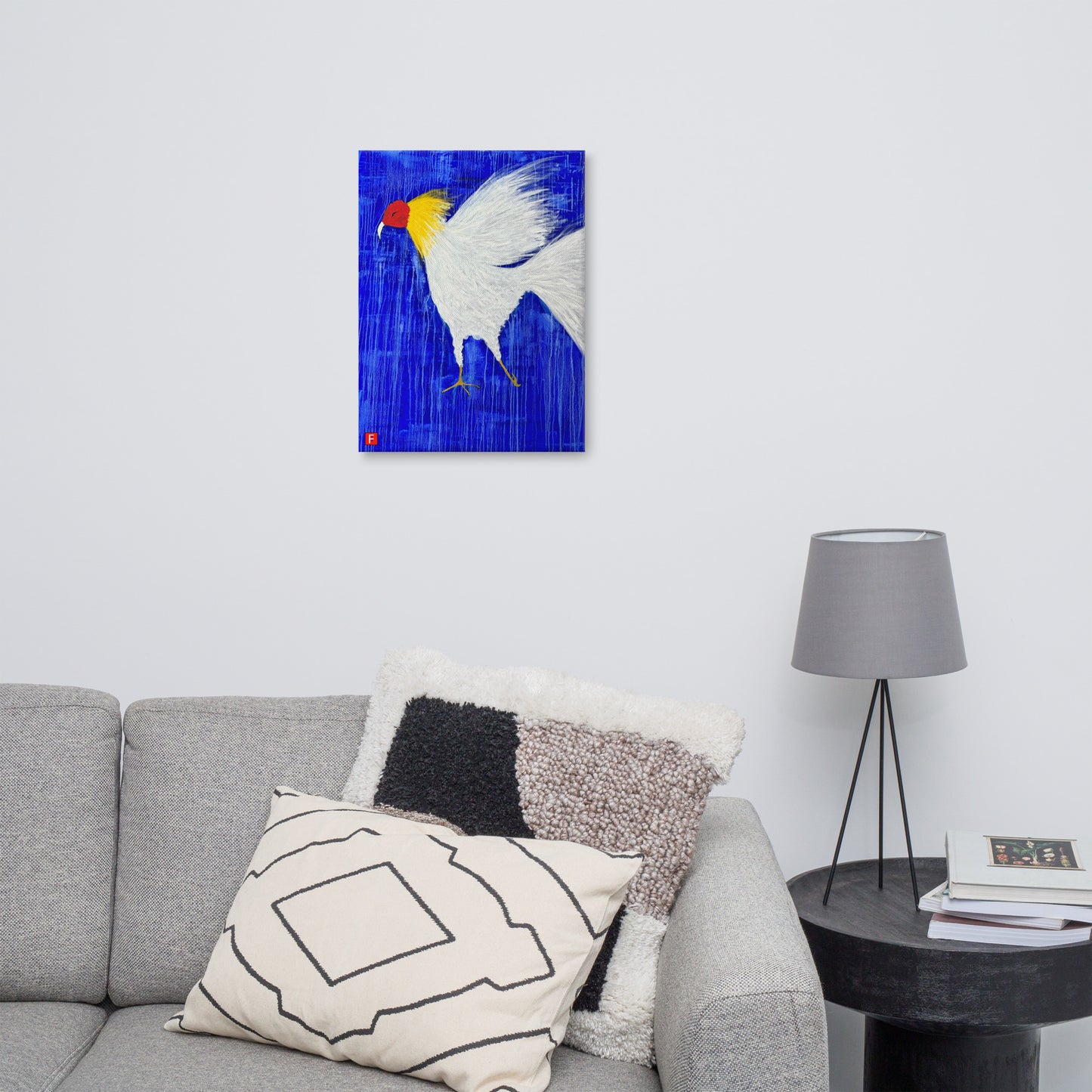 Canvas (18" X 24") Rooster WHITE