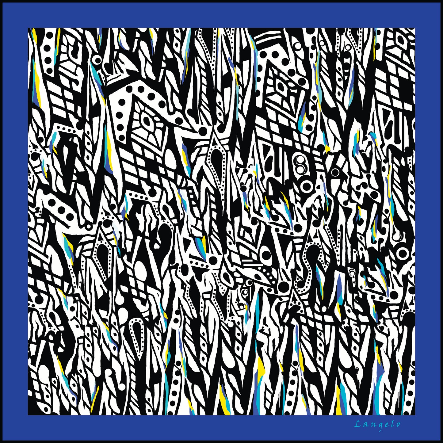 Silk Scarf 12 (Unisex) Abstract blue
