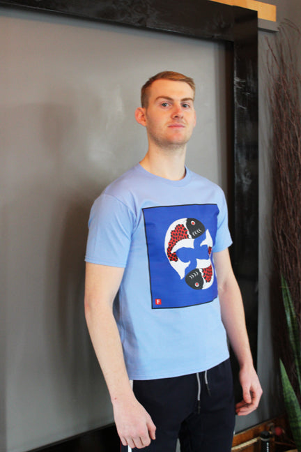 Tee Shirt BLUE (Unisex) Yin Yang Pisces Original Artwork